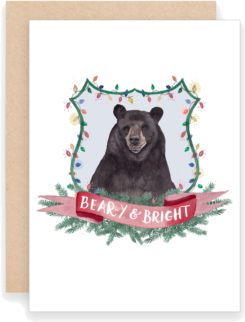Beary And Bright Greeting Card - Art (1500x1500), Png Download