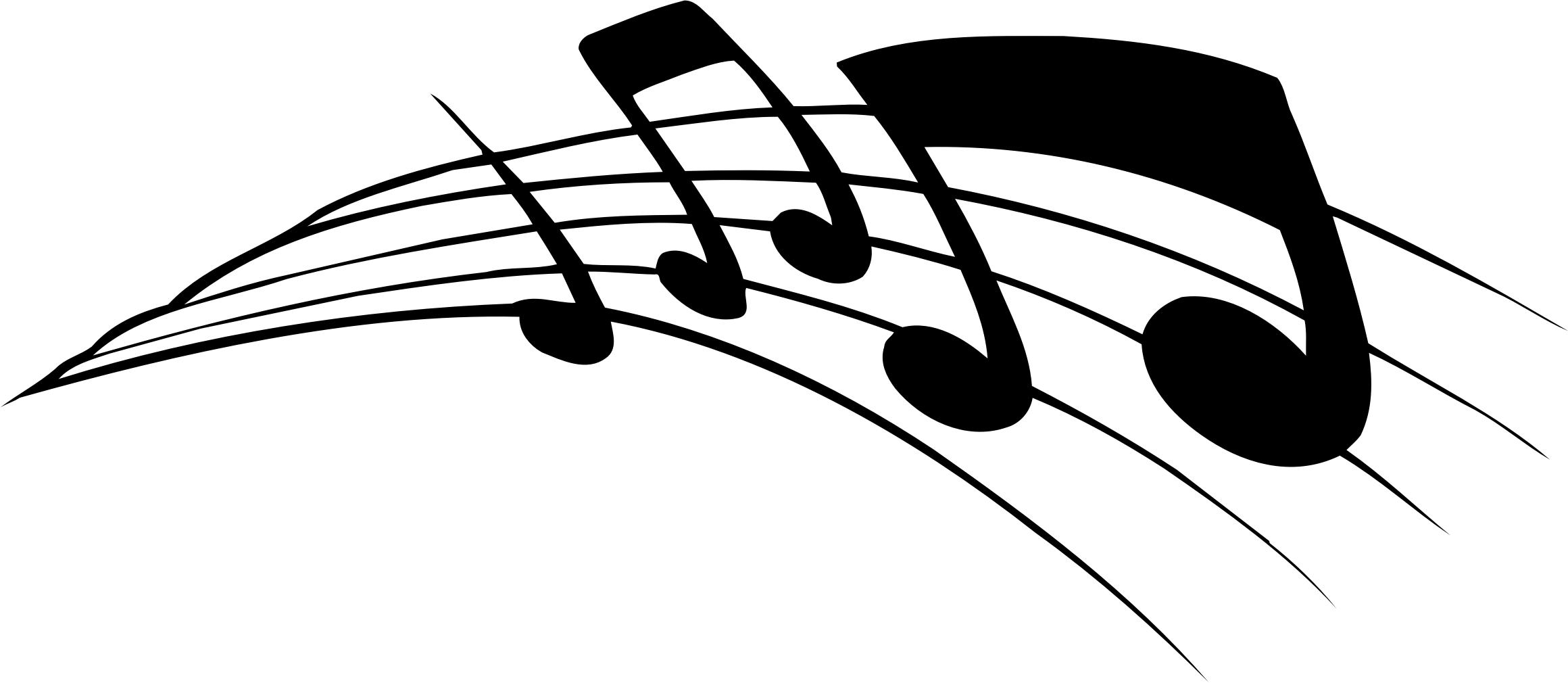 Jpg Stock Images Free Download Note Clef - Flowing Music Staff (2320x1010), Png Download