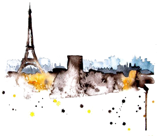 Eiffel Tower Paris Aestheticedit Cute Kawaii Ftesticke - Abstract Watercolor Buildings (590x487), Png Download