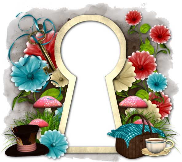 Alice Aliceinwonderland Key Door Watercolor Flower - Alice In Wonderland Photo Frame (592x527), Png Download