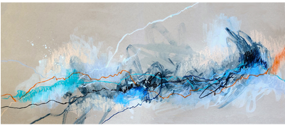 On The Rocks, Mixed Media On Paper - Modern Art (400x400), Png Download