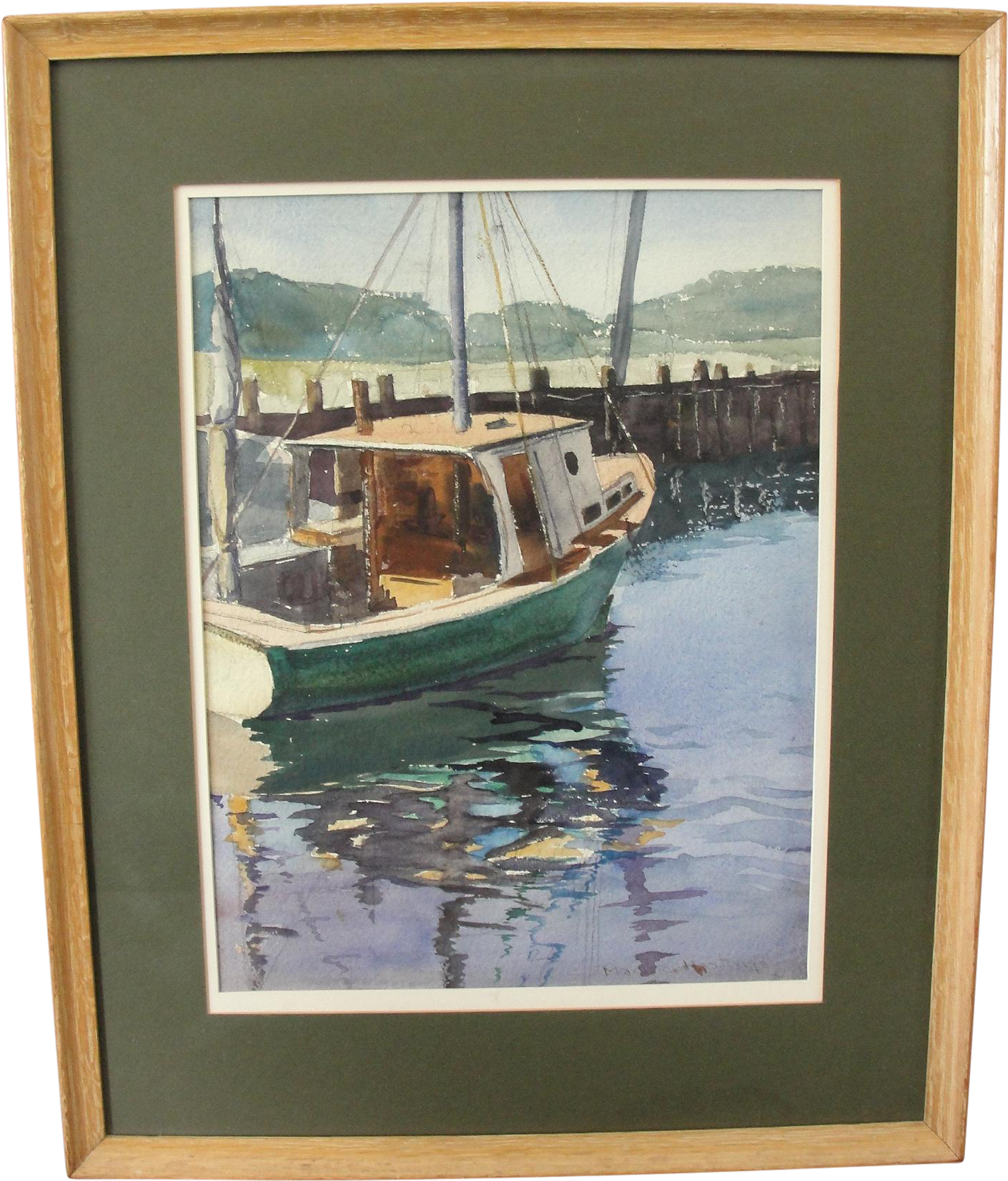 M#century Fishing Boat In Rock Harbor Watercolor Painting - Watercolor Painting (1581x1852), Png Download