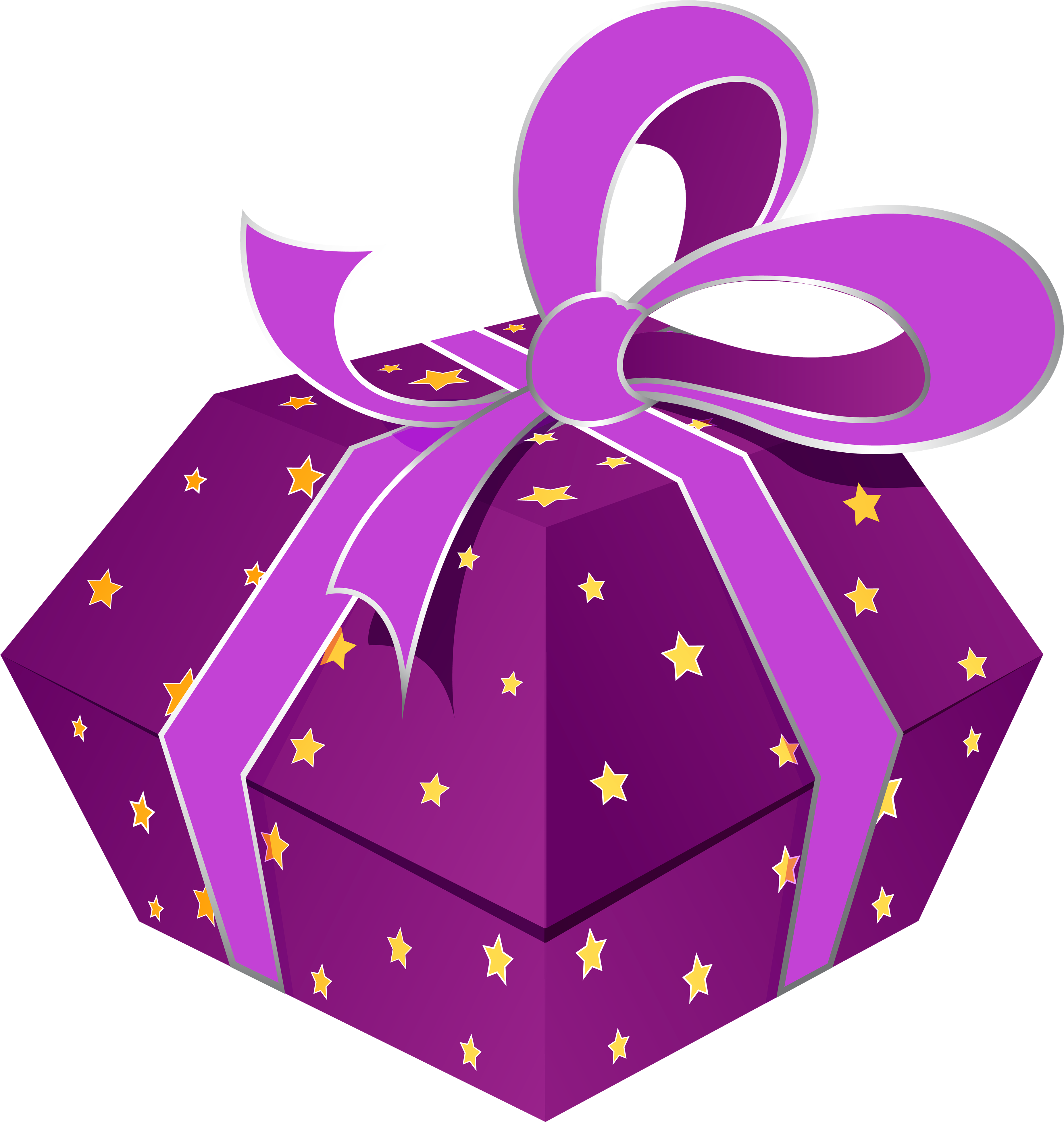 Purple Gift Box With Stars Png Clipart - Gift Png Purple (3804x4000), Png Download