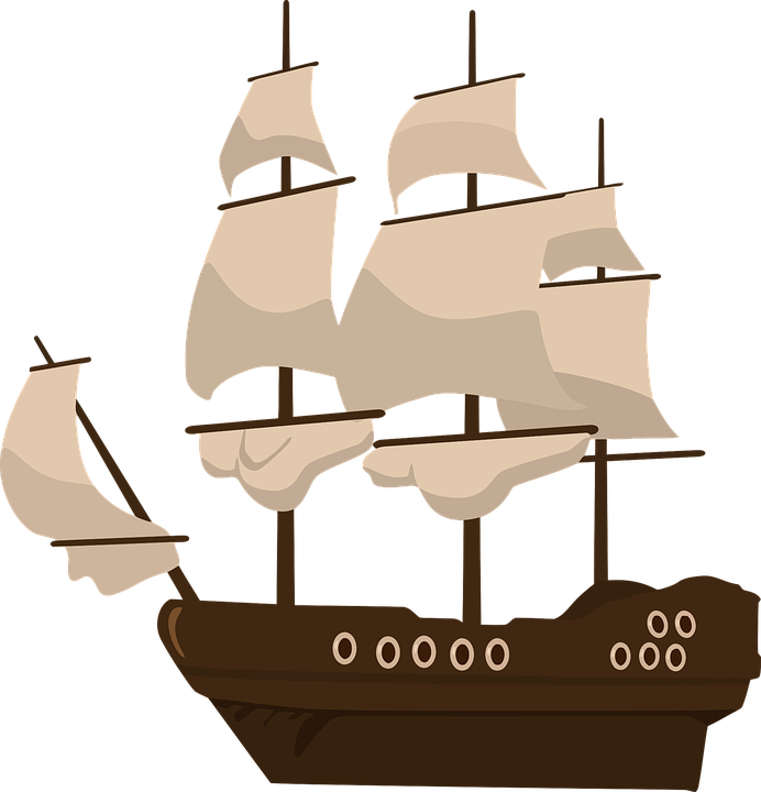 Graphic Free Sailing Ship Flower Free On Dumielauxepices - Pirate Ship Clipart (692x720), Png Download