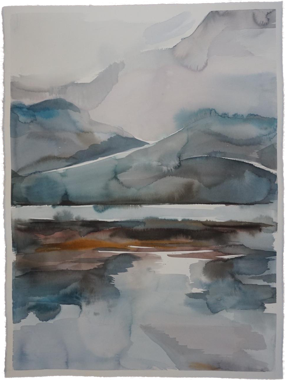 Abstract Landscape Foothills In Watercolor Painting - Watercolor Painting (1082x1446), Png Download