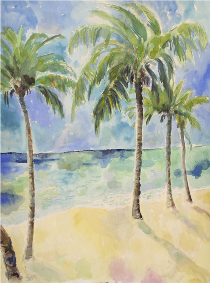 Platt "palm Trees" Mounted Print - L. Platt Palm Trees Mounted Print 12x12" (816x1100), Png Download