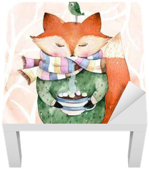Fox And Bird In Watercolor - Winston Porter Belby Cute Fox And Bird Shower Curtain (400x400), Png Download