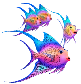 Watercolors - Poissons,fish - Coral Reef Fish (361x368), Png Download