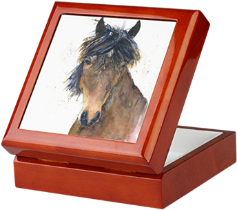 Dark Horse Keepsake Box From Original Watercolor Painting - Cafepress Christmas Story Electric Leg Lamp Keepsake (350x350), Png Download