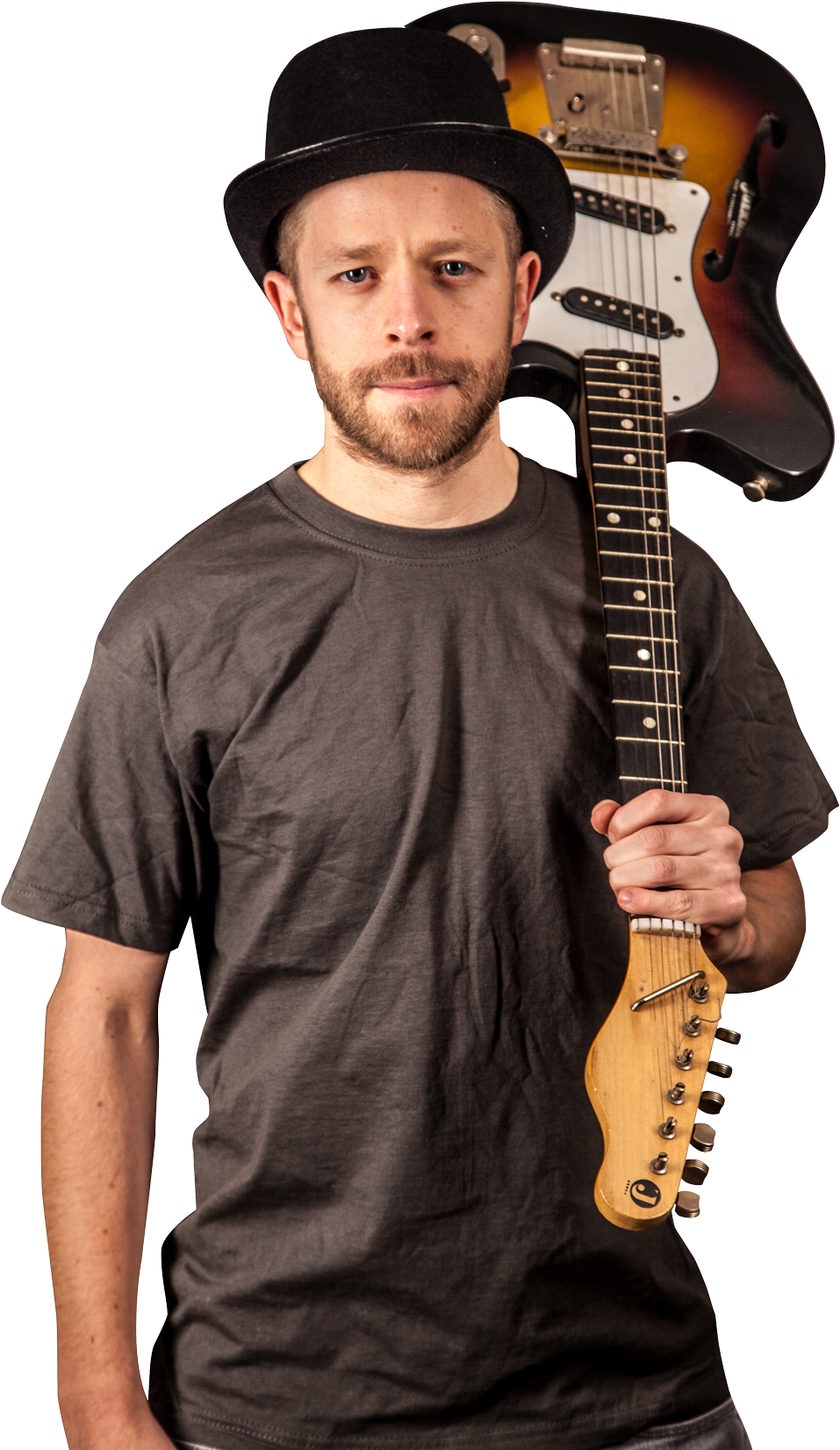 Guitarist Stand And Holds A Guitar Png Image - Guitar Photos On Png (500x750), Png Download