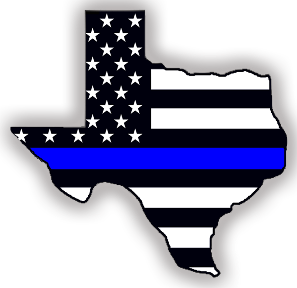 Clip Art Freeuse Indoor Outdoor Stickers Thin Blue - Texas Blue Line Decal (599x580), Png Download