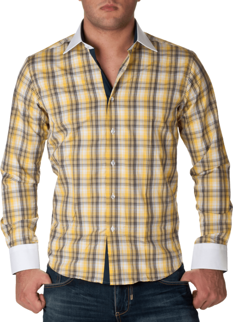 Free Png Check Full Dress Shirt Yellow Png Images Transparent - Shirt Png (480x663), Png Download