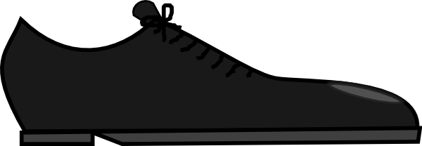 Shoe Clipart Men's Shoe - Clip Art Black Shoe (600x208), Png Download