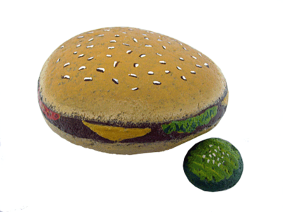Hamburger & Pickle Painted Rocks - Painted Hamburger Rock (400x300), Png Download
