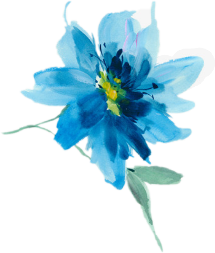 Watercolor Blueflower Sticker By Janet Murphy - Flores Azules Pintadas Png (741x871), Png Download