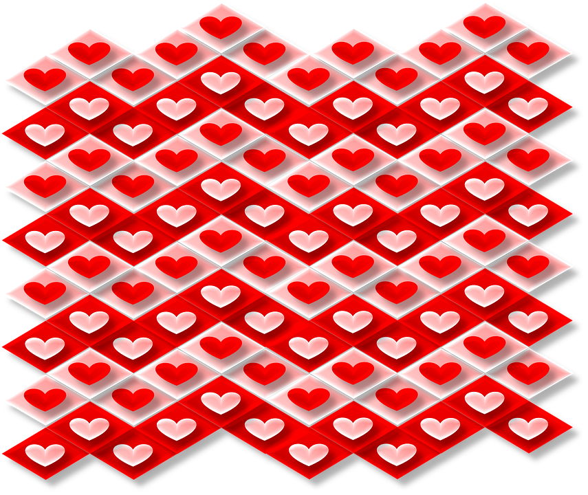 Valentines Day Love Hearts Pink Pattern Red 3d - Writing From The Heart: Blank Lined Journal - 6x9 (855x720), Png Download