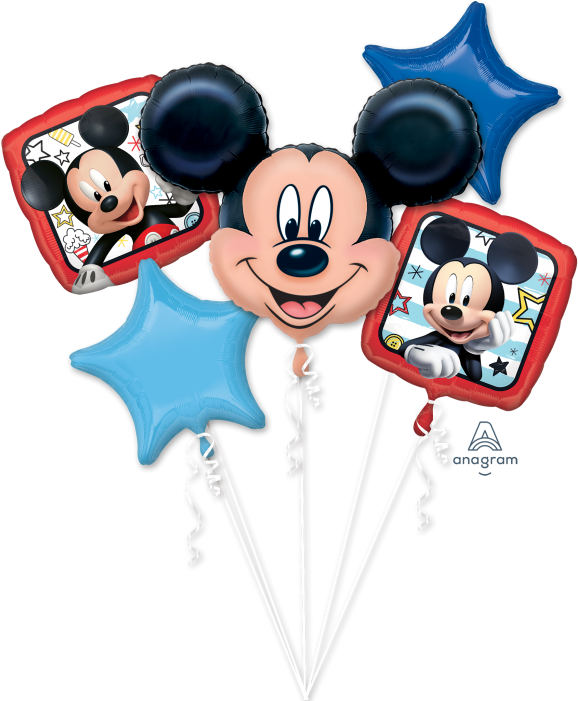Mickey Mouse Bouquet - 27" Mickey Mouse Head Balloon - Mylar Balloons Foil (594x700), Png Download