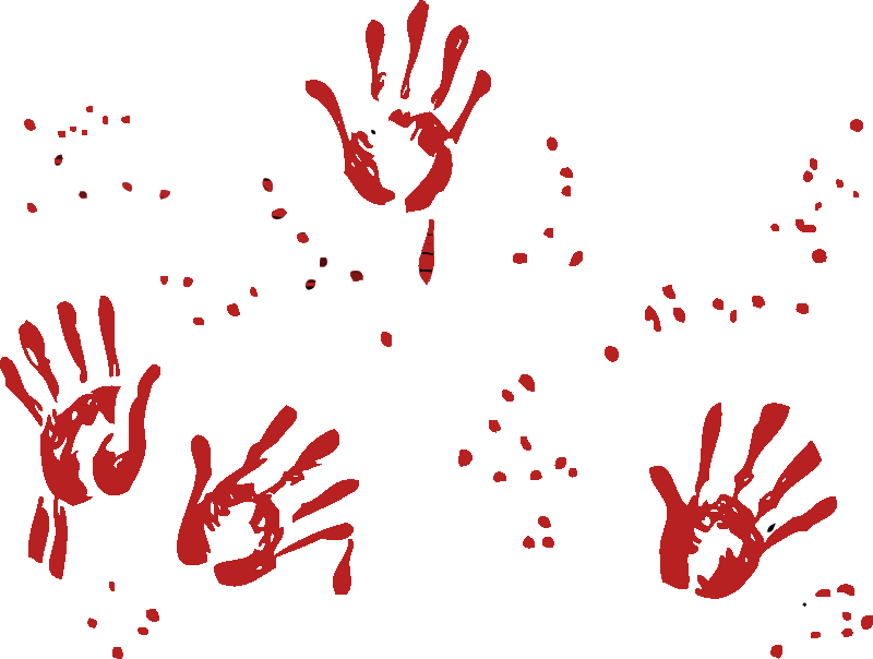 Johnny Automatic Handprints Blood - Fingerpainting Clipart Black And White (800x604), Png Download
