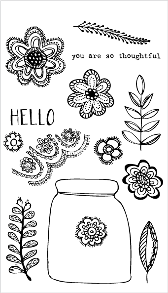 20120 Floral Lace Jar Set - Flora And Fauna Rubber Stamps (341x593), Png Download