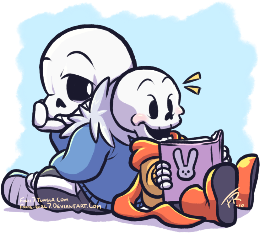 Undertale Librarby Deviantart - Young Sans And Papyrus (965x827), Png Download
