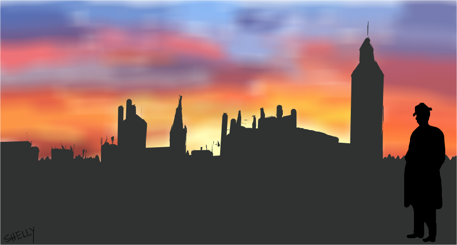 Sunset In The City - Silhouette (934x501), Png Download