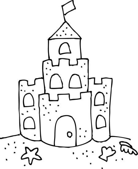 Drawn Castle Printable - Draw A Sand Castle (450x550), Png Download