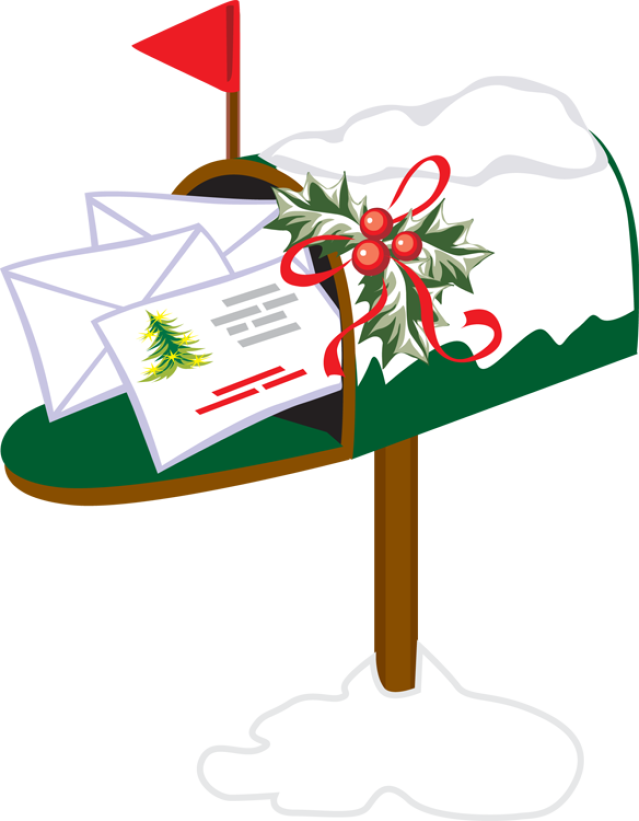 Card Clipart Mailbox - Christmas Mailbox Clipart (639x821), Png Download