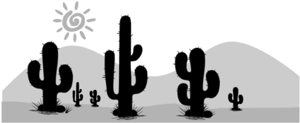 Cactus Fun With Desert Plants Stencils Saguaro Silhouette - Cactus In The Desert Black And White (481x340), Png Download