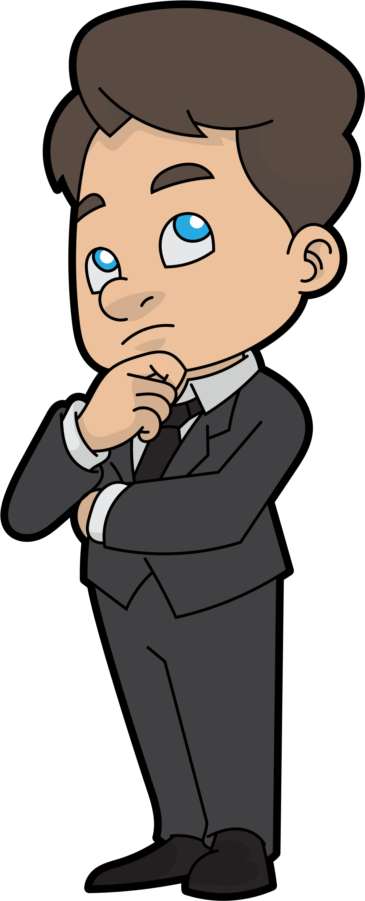 Open - Thinking Cartoon (2000x3897), Png Download