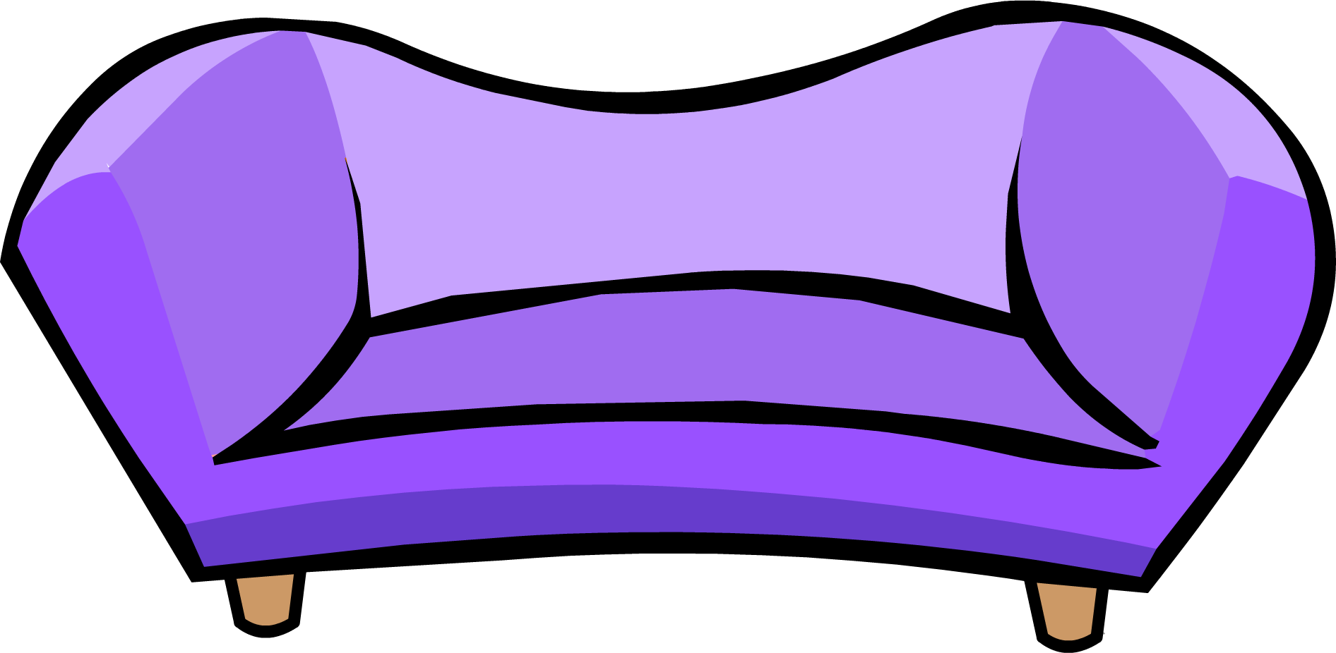 Purple Couch - Png - Club Penguin Couch (1892x926), Png Download