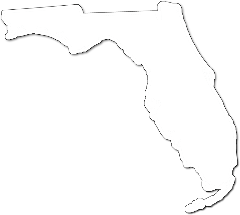 A Map Of Florida With An Outer Shadow Around The Map - Florida Map Black (768x689), Png Download
