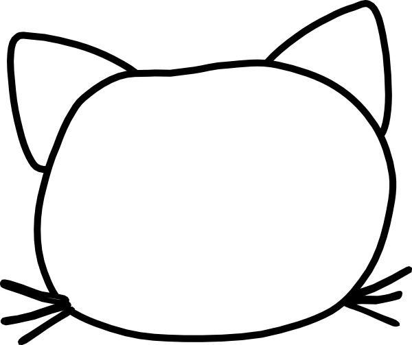 Cat Head Outline Clip Art At Clker Com Vector Clip - Clip Art (600x503), Png Download