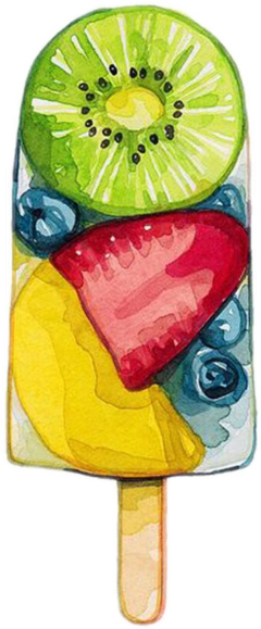 Ftestickers Watercolor Popsicle Fruit Freetoedit - Watercolour Food (240x579), Png Download