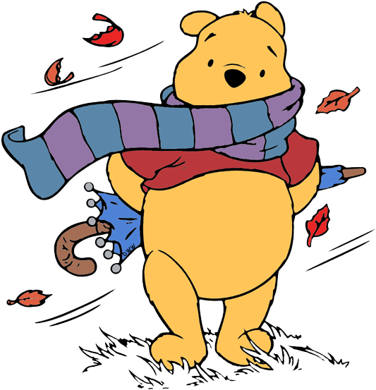 Fall Clipart Windy Pencil And In Color Fall - Winnie The Pooh Windy (537x562), Png Download