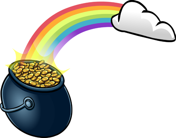 Rainbow With Pot O' Gold Sprite 008 - Clip Art (614x480), Png Download
