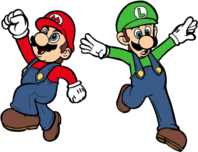 Mario Brothers Drawing At Getdrawings - Super Mario Luigi Cartoon (672x519), Png Download