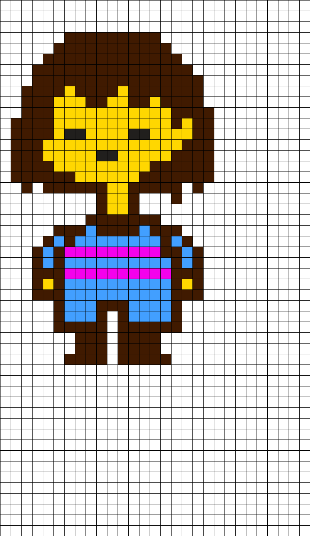 Frisk Undertale Perler Bead Pattern - Undertale Pixel Art Frisk (609x1050), Png Download