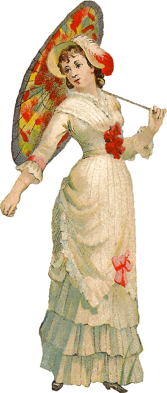Vintage Lady Umbrella Png - Victorian Lady Png (814x1454), Png Download