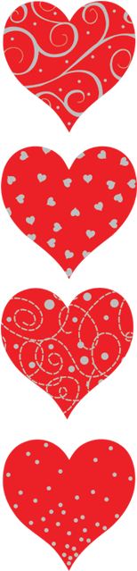 Red And Silver Hearts, Stickers, Mrs - Mrs. Grossman's Stickers-red & Silver Heart (200x650), Png Download