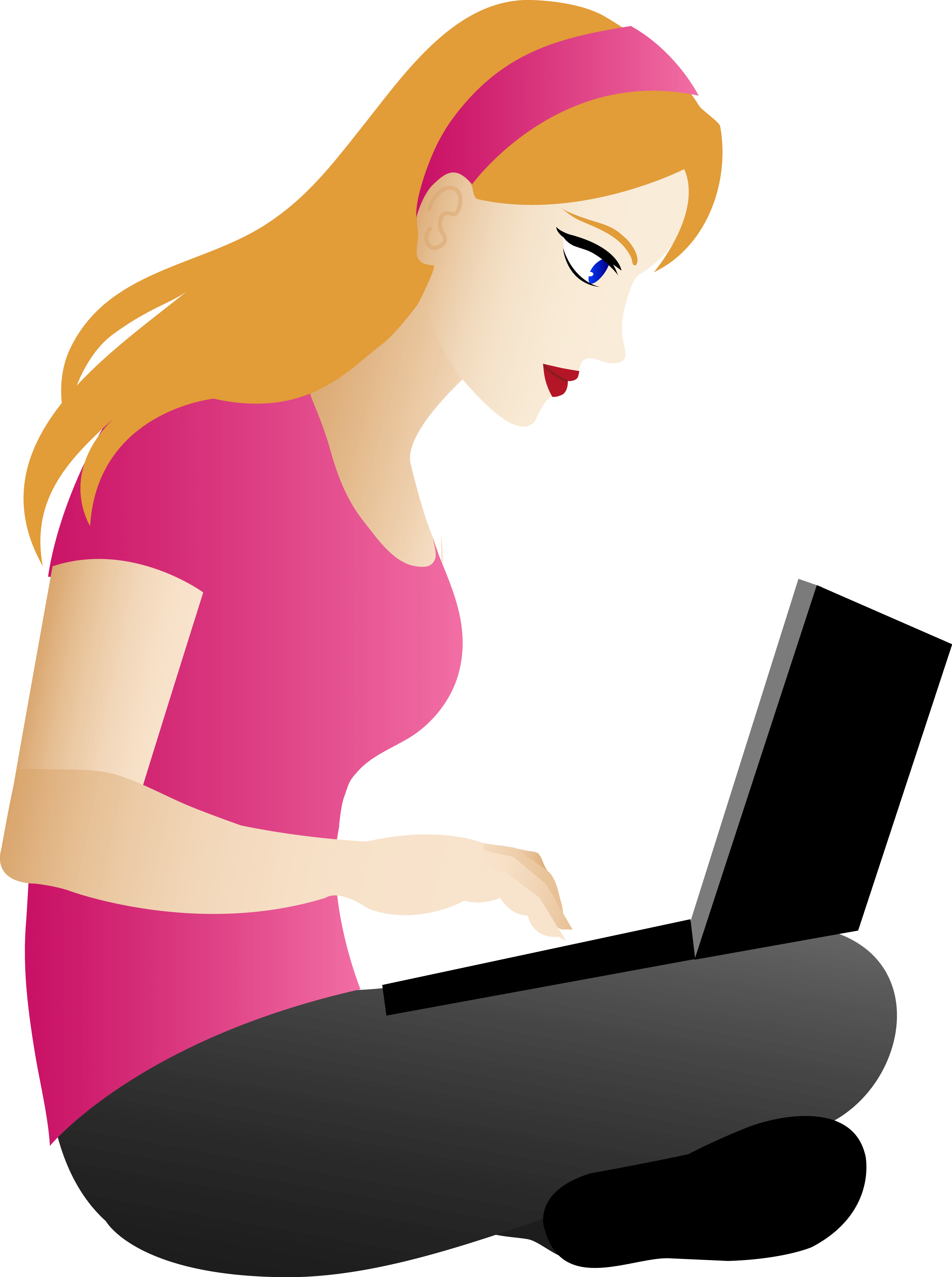 People Young Blonde Redhead Woman Sitting Laptop - Teacher Clipartpng (358x480), Png Download