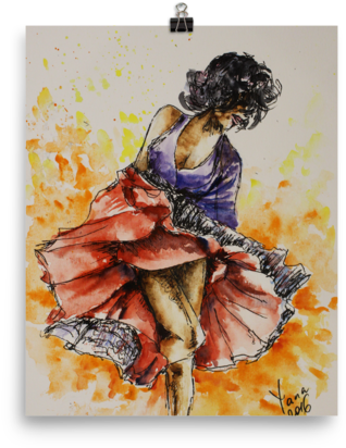 Hot Salsa Dancer Print - Fashion Illustration (600x600), Png Download
