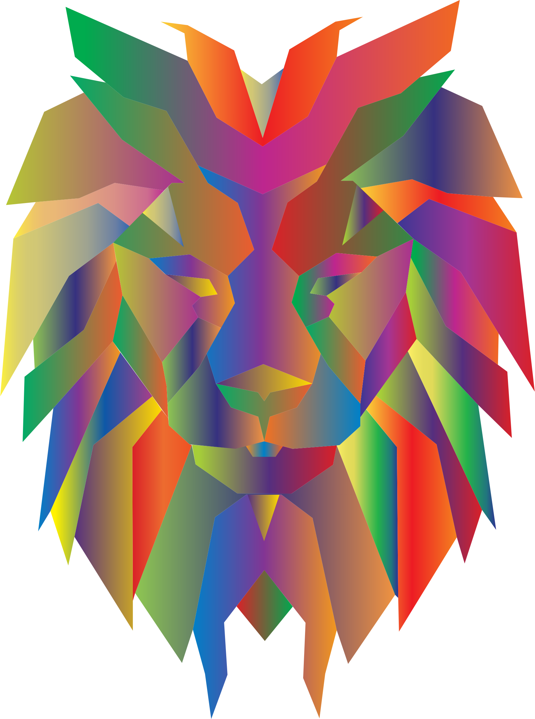 Rainbow Clipart Lion - Lion Faces Graphic Design (1724x2316), Png Download