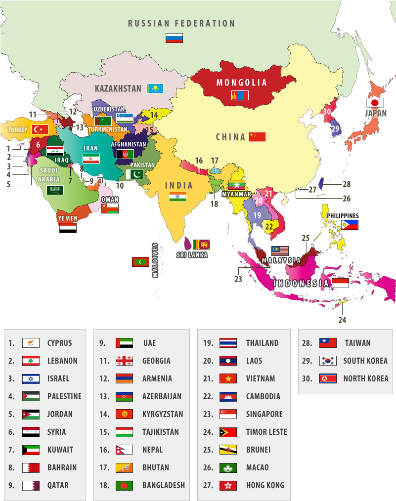 Flags Of Asian Countries - Many Country In Asia (800x1026), Png Download
