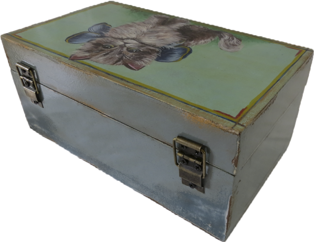 Shabby Chic Wooden Box The Kitten - Art (1280x902), Png Download