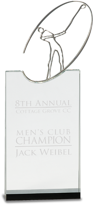 Golf Silhouette On Clear Crystal - Swinging Golfer Crystal Rectangle Award (404x750), Png Download