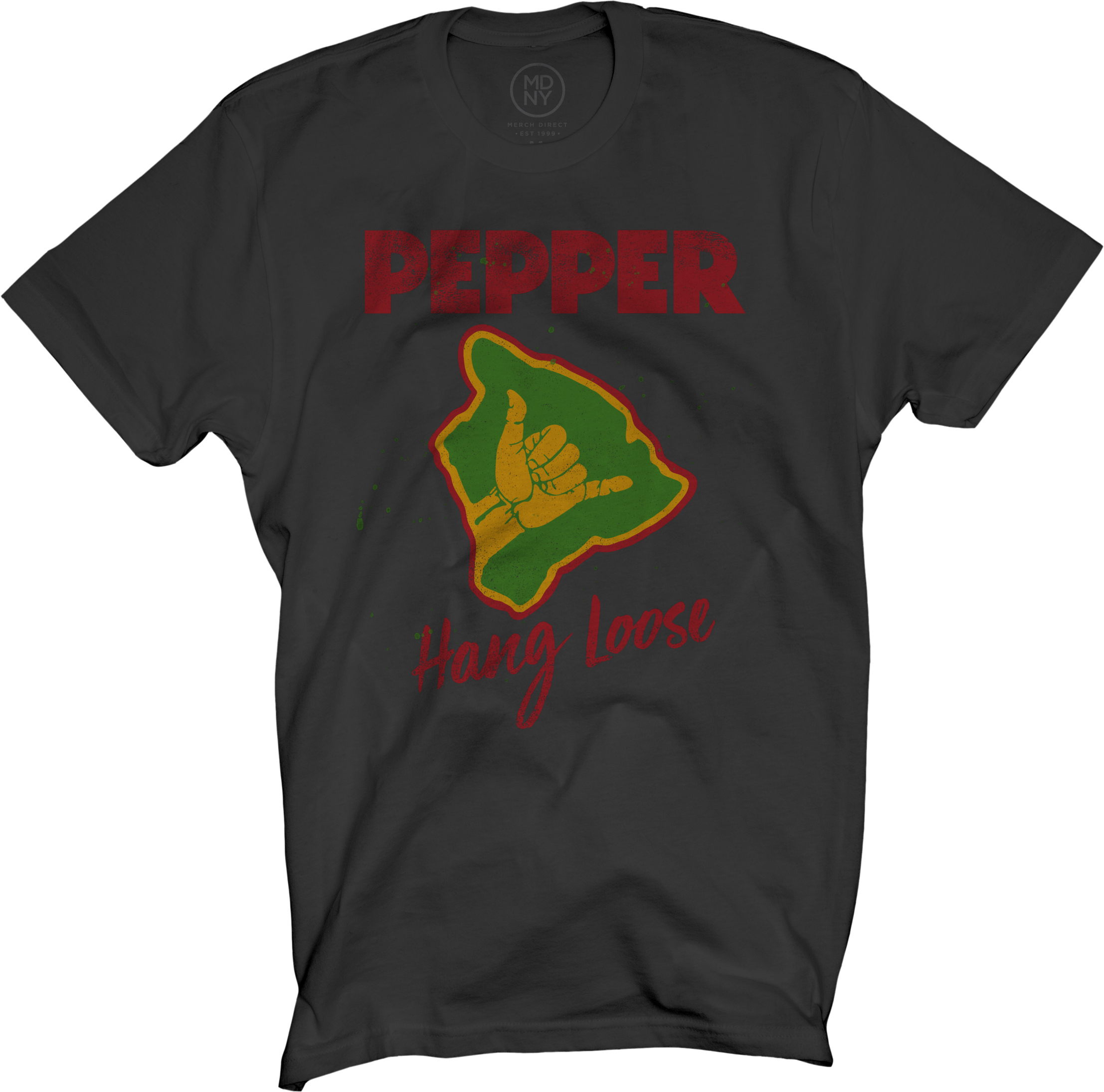 Hang Loose Black T-shirt $25 - T-shirt (2214x2189), Png Download