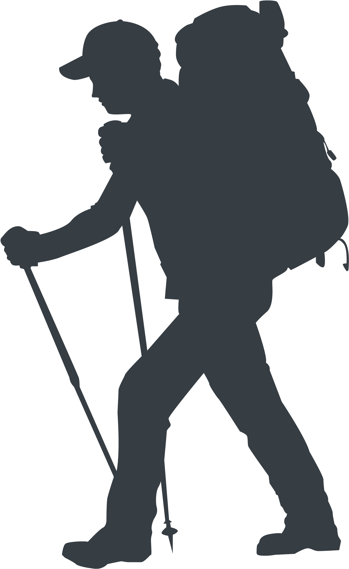 Athlete Silhouette - Hiking (2271x2021), Png Download
