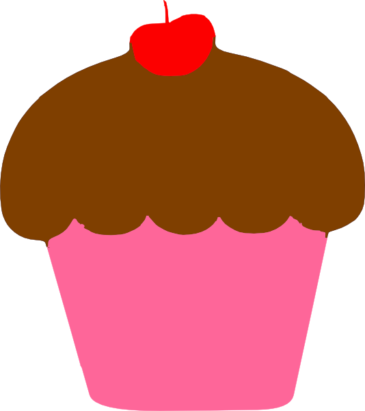 Cupcake With Cherry Clip Art - Clip Art (534x600), Png Download
