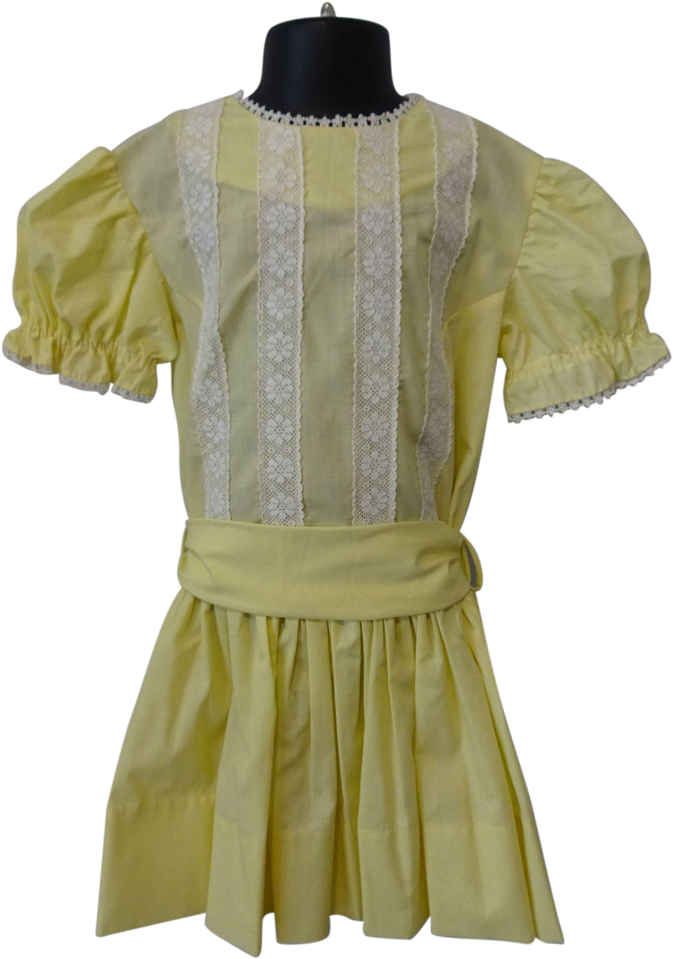 Yellow Cotton Girls Dress Spring Easter White Lace - Day Dress (1874x1874), Png Download