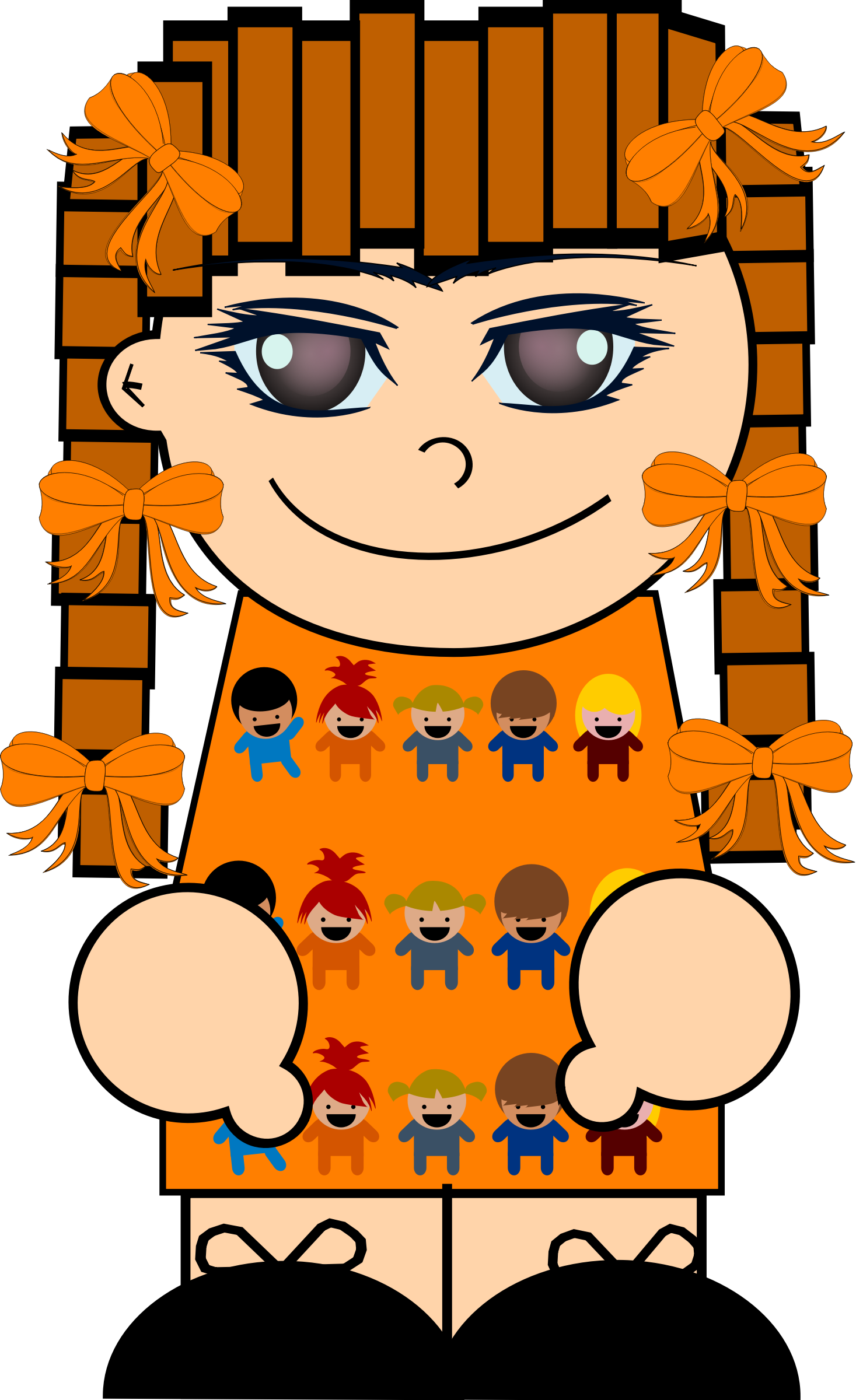 This Free Icons Png Design Of Ginger Girl With Pigtails (1467x2400), Png Download